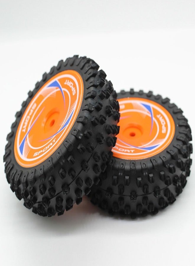 KingVal Replacement Front Wheel Tire RC Spare Parts Compatible with WLtoys 124010 RC Car (Orange) - Image 5